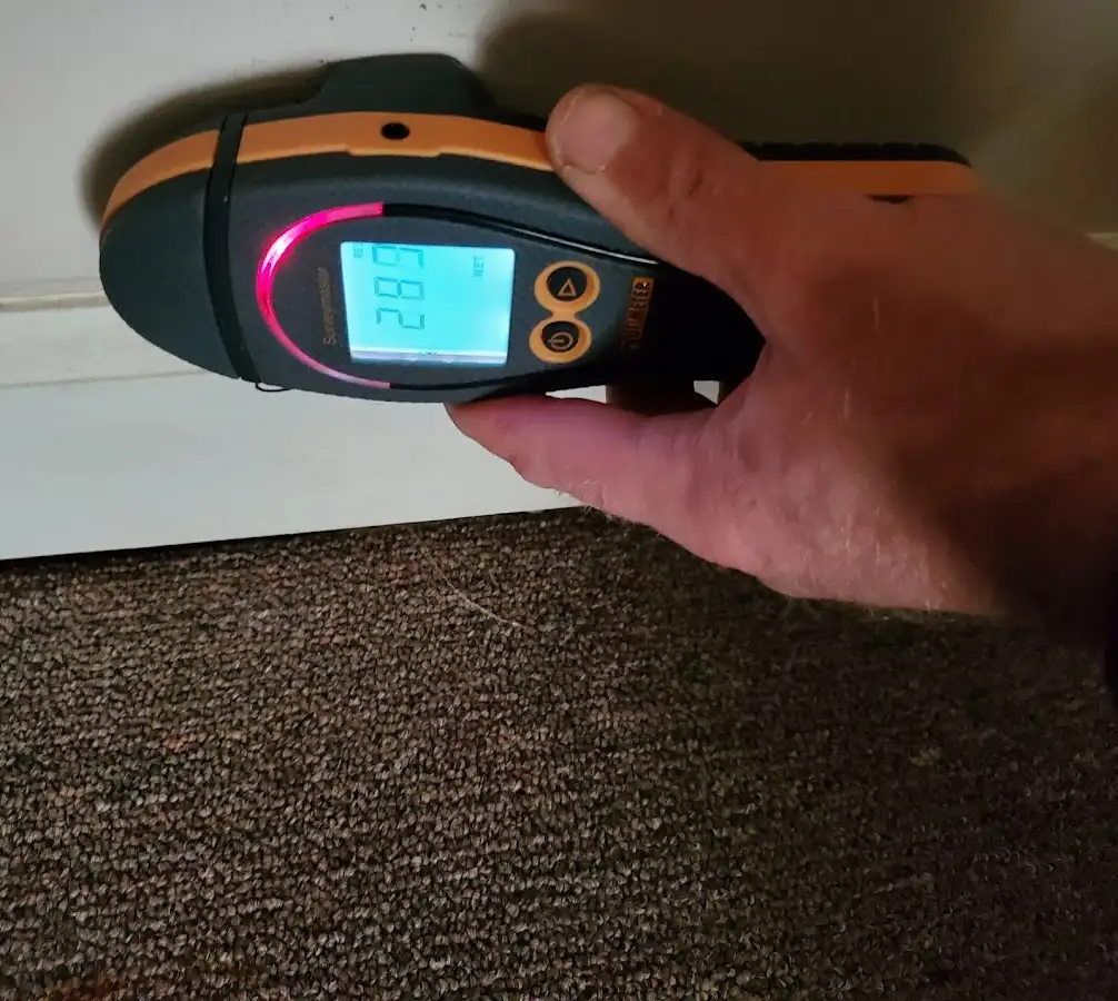 Moisture detection at baseboard during Sewage Cleanup & Sanitation in Pine Ridge
